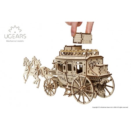 Ugears dřevěná stavebnice 3D mechanické Puzzle - Koňské spřežení s kočárem 248 dílů Ugears dřevěná stavebnice 3D mechanické Puzzle - Koňské spřežení s kočárem 248 dílů