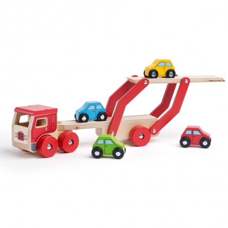 Bigjigs Toys dřevěný kamion s auty