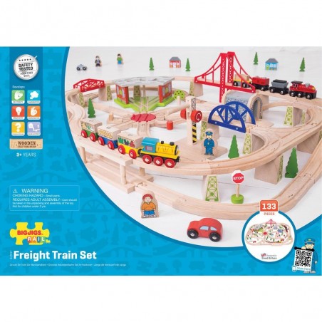 Bigjigs Rail dopravní dvouúrovňová vláčkodráha 130 dílů Bigjigs Rail dopravní dvouúrovňová vláčkodráha 130 dílů