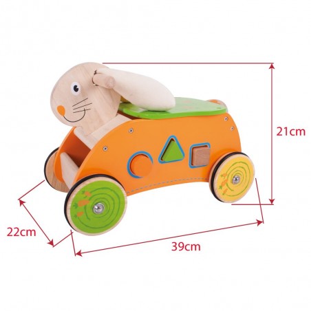 Bigjigs Dřevěný motorický vozík Zajíc
