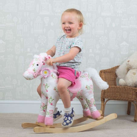 Bigjigs Toys dřevěný houpací kůň s květy Bigjigs Toys dřevěný houpací kůň s květy