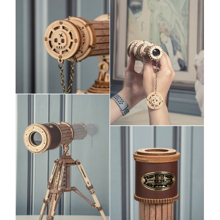 RoboTime 3D dřevěné mechanické puzzle Pirátský dalekohled