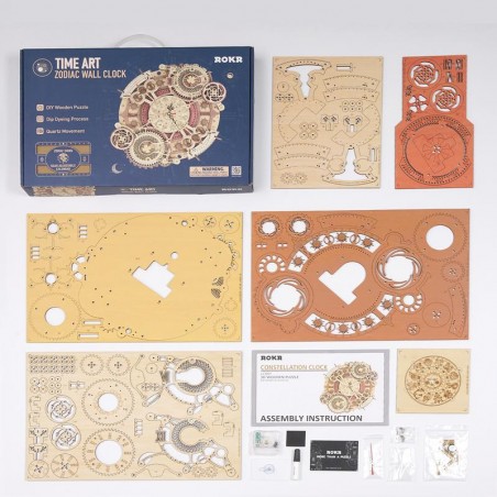 RoboTime 3D dřevěné mechanické puzzle Hodiny s kalendářem