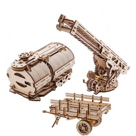 Ugears Dřevěná stavebnice 3D mechanické Puzzle Nádstavba cisterna a hasičský vůz k Truck UGM 11