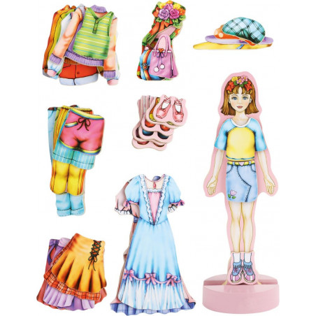 Small Foot Dřevěné hračky - Převlékací magnetická panenka Magda
