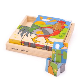 Bigjigs Toys Obrázkové dřevěné kostky farma