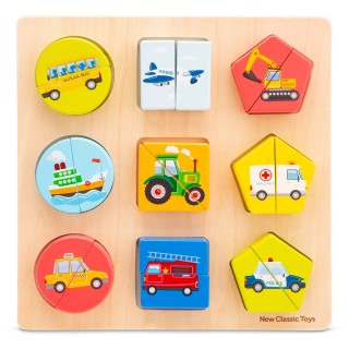 New Classic Toys Dřevěné puzzle tvary dopravní prostředky