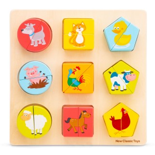 New Classic Toys Dřevěné puzzle tvary zvířata