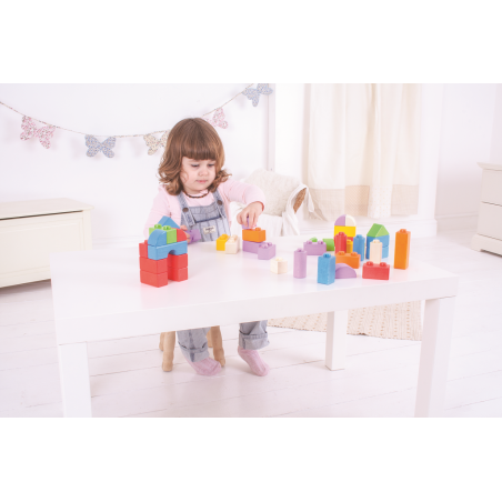 Bigjigs Baby Dřevěné kostky barevný set 100 kusů Bigjigs Baby Dřevěné kostky barevný set 100 kusů