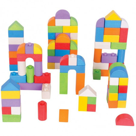 Bigjigs Baby Dřevěné kostky barevný set 100 kusů Bigjigs Baby Dřevěné kostky barevný set 100 kusů
