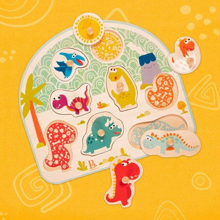 B-TOYS Dřevěné puzzle s úchyty Dinosaurus B-TOYS Dřevěné puzzle s úchyty Dinosaurus