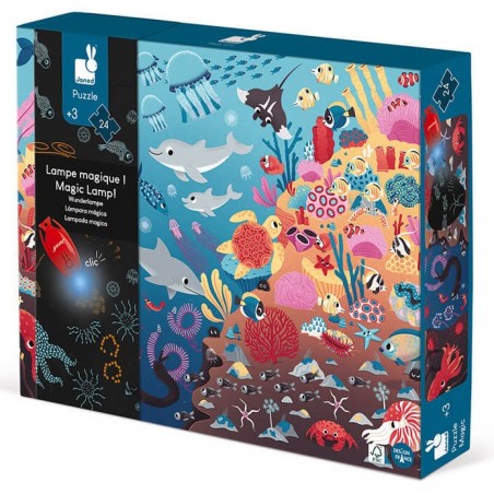 Janod Magické puzzle Oceán s baterkou 24 dílků