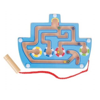 Bigjigs Toys dřevěný magnetický labyrint loď