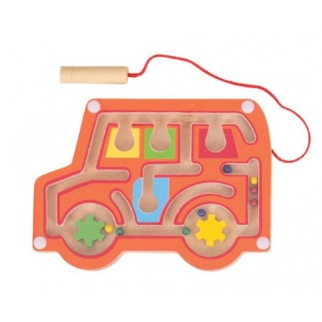 Bigjigs Toys dřevěný magnetický labyrint auto
