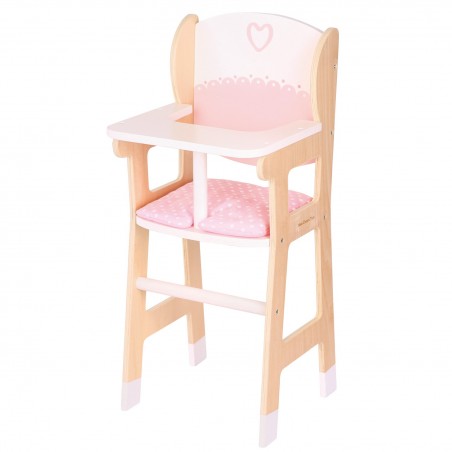 New Classic Toys Růžová dřevěná jídelní židlička pro panenky