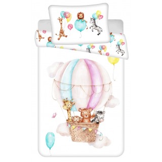 Jerry Fabrics Povlečení do postýlky Zvířátka Flying balloon baby 100x135, 40x60 cm