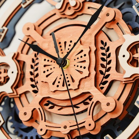 RoboTime 3D dřevěné mechanické puzzle Nástěnné hodiny