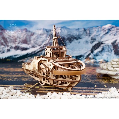 Ugears 3D dřevěné mechanické puzzle Remorkér