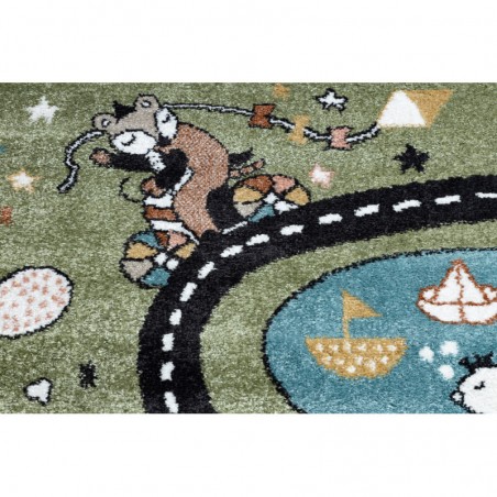 Dywany Łuszczów Dětský kusový koberec Fun Route Street animals green 200x290 cm Dywany Łuszczów Dětský kusový koberec Fun Route Street animals green 200x290 cm