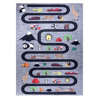 Dywany Łuszczów Dětský kusový koberec Bambino 2092 Streets cars anthracite 160x220 cm