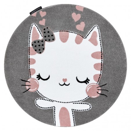 Dywany Łuszczów Dětský kusový koberec Petit Kitty cat grey kruh 120 cm