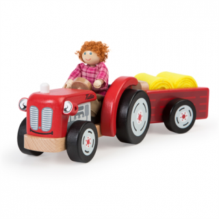 Tidlo Dřevěný traktor s postavičkou