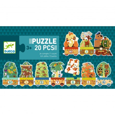 DJECO Puzzle Vlak se zvířátky 20 dílků