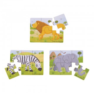Bigjigs Toys puzzle 3v1 safari zvířátka