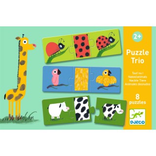 DJECO Trio puzzle "nahá" zvířátka DOPRODEJ