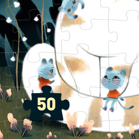 DJECO Svítící puzzle Kočka 50 dílků