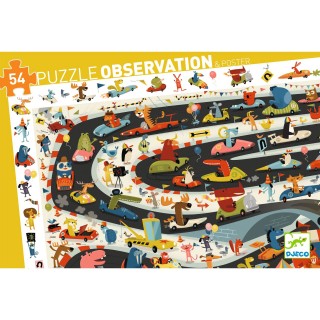 Djeco Vyhledávací puzzle Rallye 54 dílků