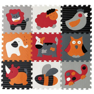 BABY GREAT Pěnové puzzle Zvířata šedá-červená SX (30x30)