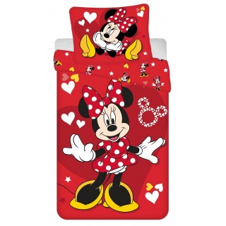 Jerry Fabrics Bavlněné dětské povlečení Minnie Red heart 140x200, 70x90 cm