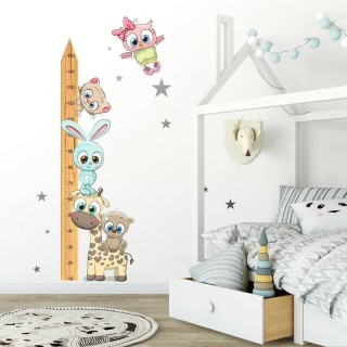 Inspio Samolepka na zeď Dětský metr se zvířátky CUTE2 150 cm