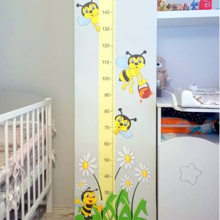 Inspio Samolepka na zeď Dětský metr se včelkami 150 cm