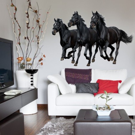 Inspio Samolepka na zeď  Tři černí koně 90 x 135 cm