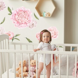 Inspio Samolepka na zeď  Světle růžové pivoňky
