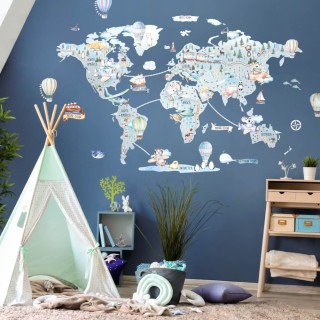 Inspio Samolepka na zeď Mapa světa pro kluky