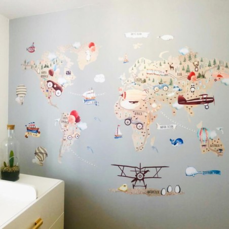 Inspio Samolepka na zeď Mapa světa pro malé dobrodruhy Inspio Samolepka na zeď Mapa světa pro malé dobrodruhy