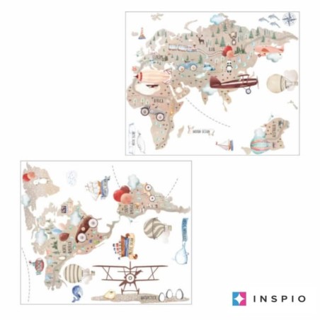 Inspio Samolepka na zeď Mapa světa pro malé dobrodruhy Inspio Samolepka na zeď Mapa světa pro malé dobrodruhy