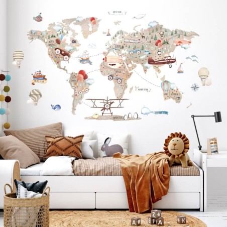 Inspio Samolepka na zeď  Mapa světa pro malé dobrodruhy