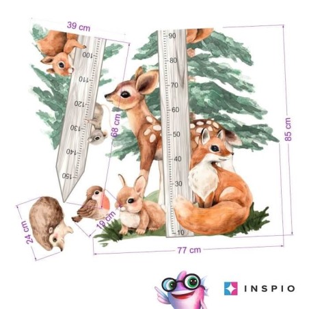 Inspio Samolepka na zeď Dětský metr Zvířátka z lesa150 cm Inspio Samolepka na zeď Dětský metr Zvířátka z lesa150 cm