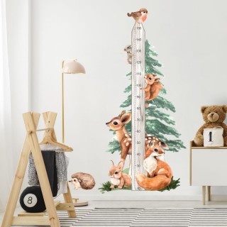 Inspio Samolepka na zeď Dětský metr Zvířátka z lesa 150 cm