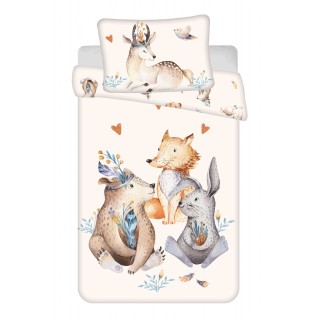 Jerry Fabrics Povlečení do postýlky Zvířátka Woodland baby 100x135, 40x60 cm