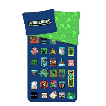 Jerry Fabrics Dětské povlečení Minecraft Badges 140x200, 70x90 cm