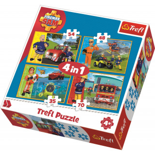 TREFL Puzzle Požárník Sam v akci 4v1 (35,48,54,70 dílků)
