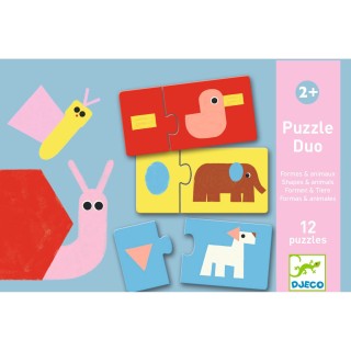 DJECO Duo puzzle Tvary a zvířátka DOPRODEJ