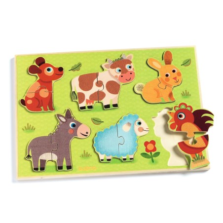DJECO Dřevěné puzzle Na dvorku DJECO Dřevěné puzzle Na dvorku