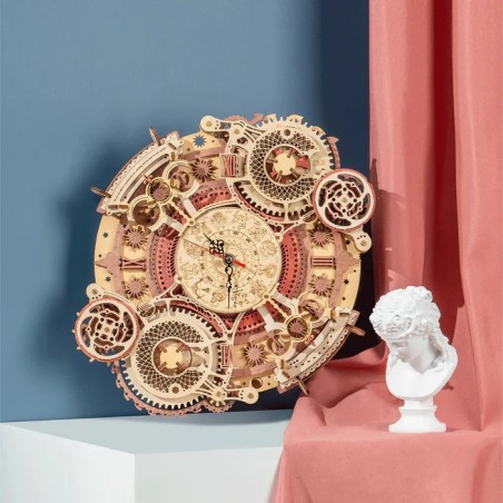 RoboTime 3D dřevěné mechanické puzzle Hodiny s kalendářem