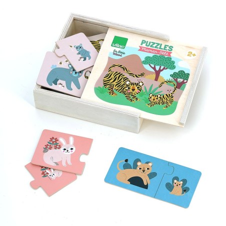 Vilac Dřevěné puzzle mláďátka a maminky